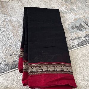 NWOT Handcrafted  Black and Red cotton saree